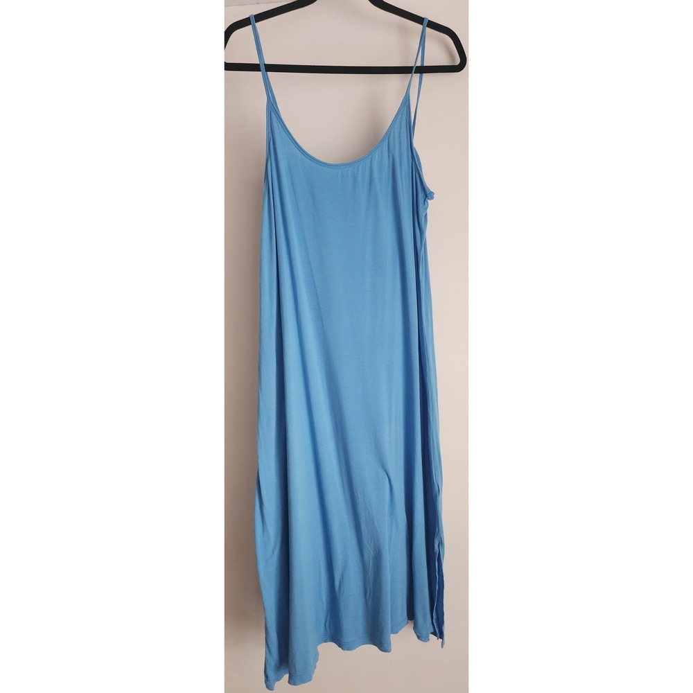Soft Surroundings Cami Dress Petite L XL Blue Sleeveless Scoop Neck